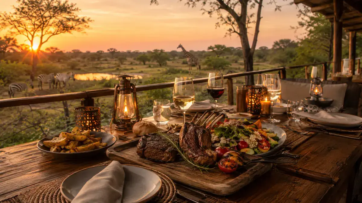 Outdoor dining and local supplies in a bushveld setting