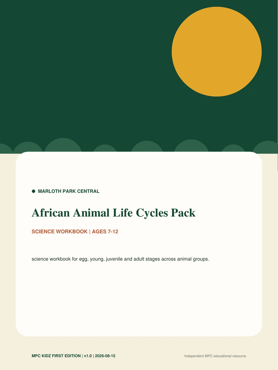African Animal Life Cycles Pack activity cover