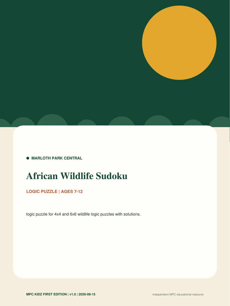 African Wildlife Sudoku cover