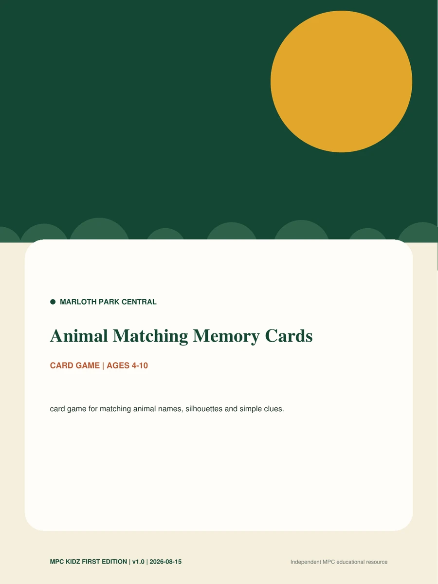 Animal Matching Memory Cards cover