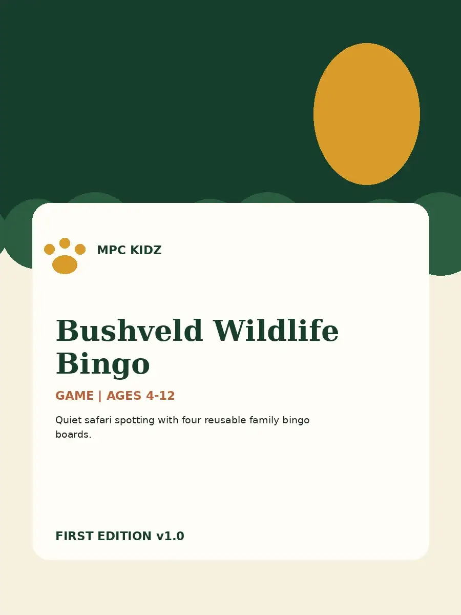 Bushveld Wildlife Bingo activity cover
