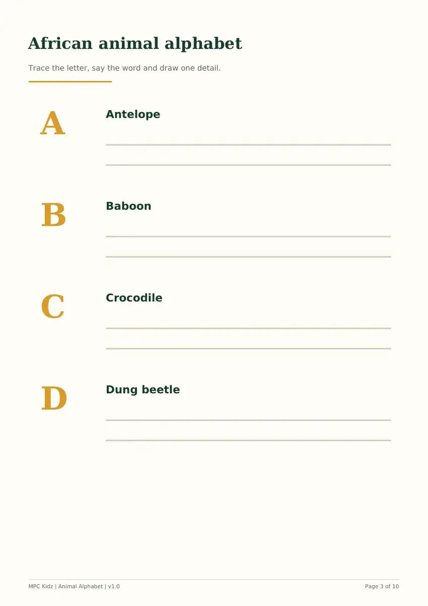 African Animal Alphabet Book preview 2