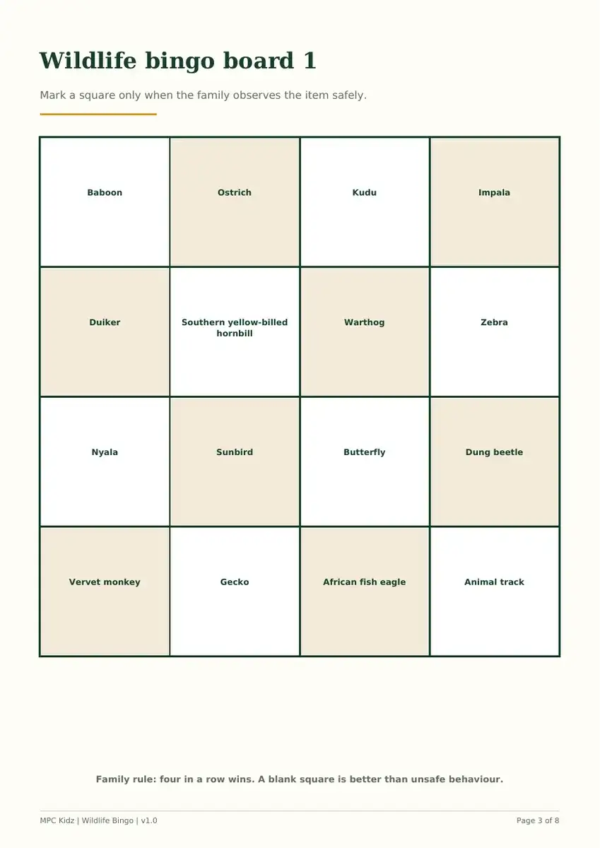Bushveld Wildlife Bingo preview 2