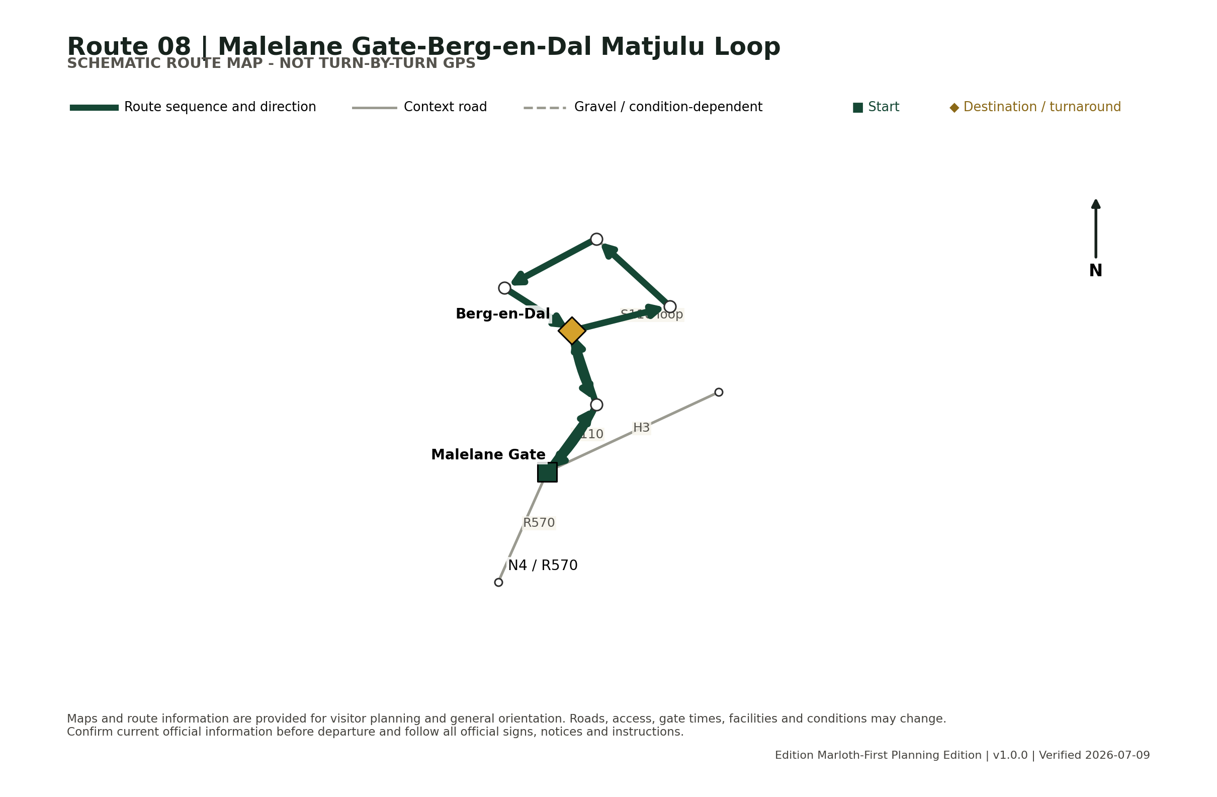 Schematic full route map for Malelane Gate-Berg-en-Dal Matjulu Loop